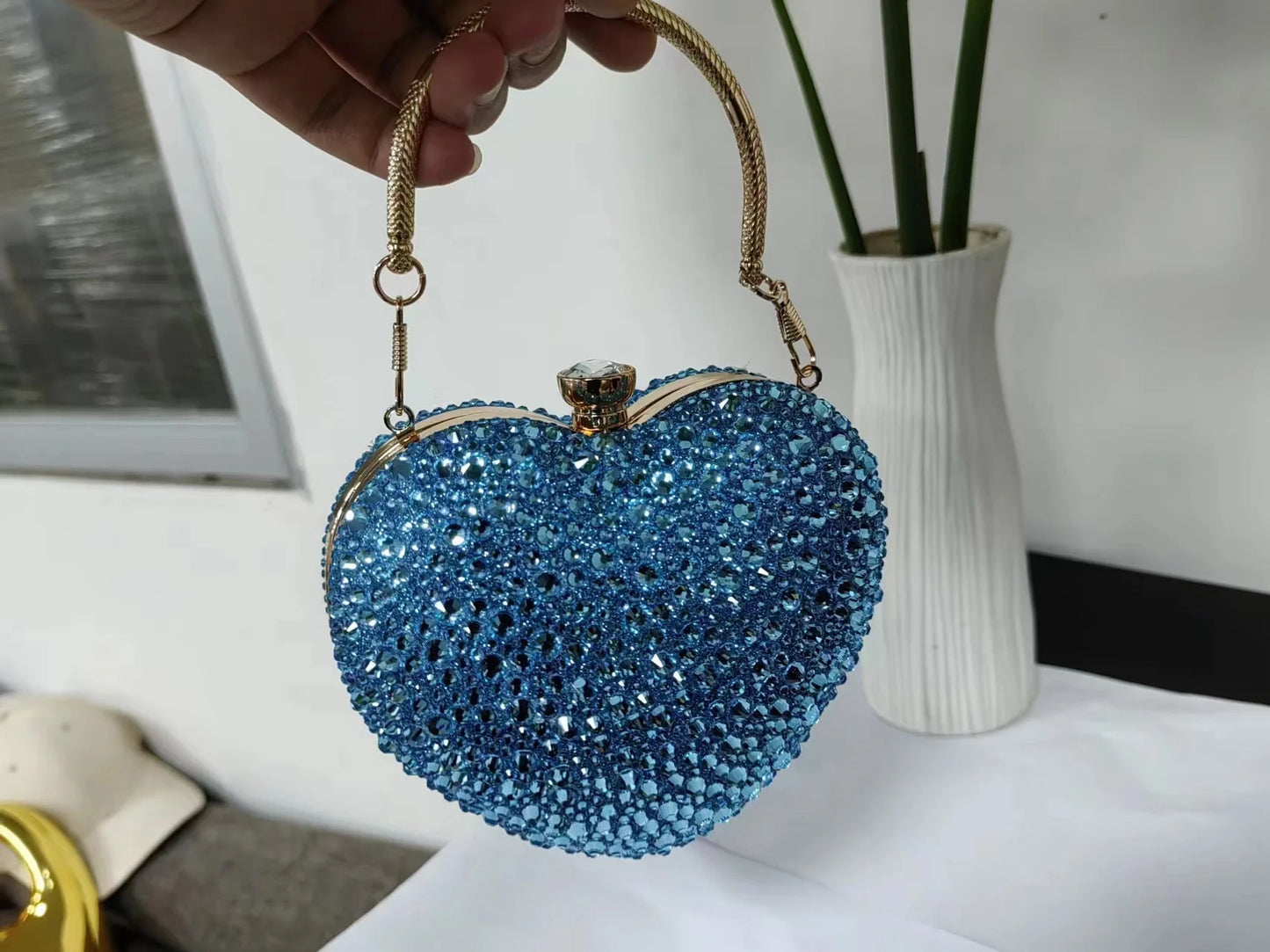 Heart Shape Crystal Mini hand Bag