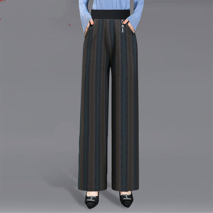 High Waist Draped Striped Wide Leg Pants