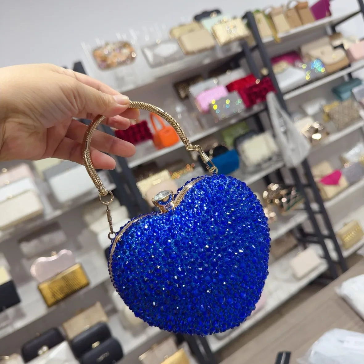 Heart Shape Crystal Mini hand Bag