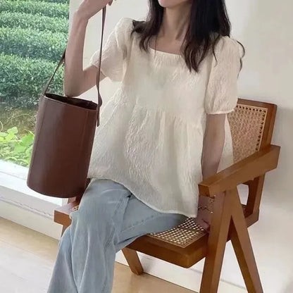Korean Blouse Short Tops