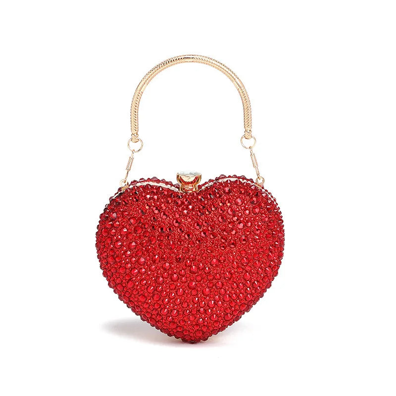 Heart Shape Crystal Mini hand Bag