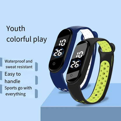Fashion Unisex Sports Watch for Kids Children Waterproof Led Digital Watch Ultra-light Silicone Strap Teen Boys Girls WristWatch