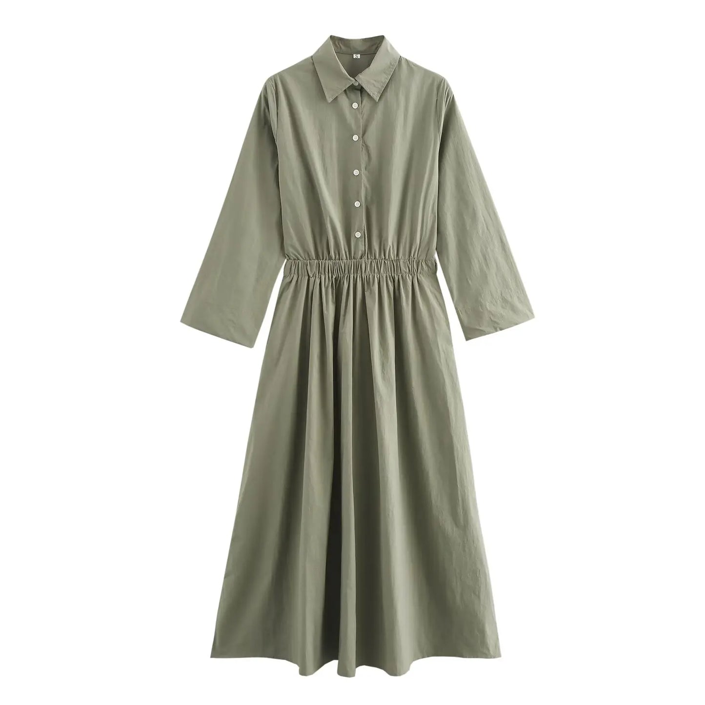 2025 New Women's  Long Shirt Style Side Pocket Midi Dress