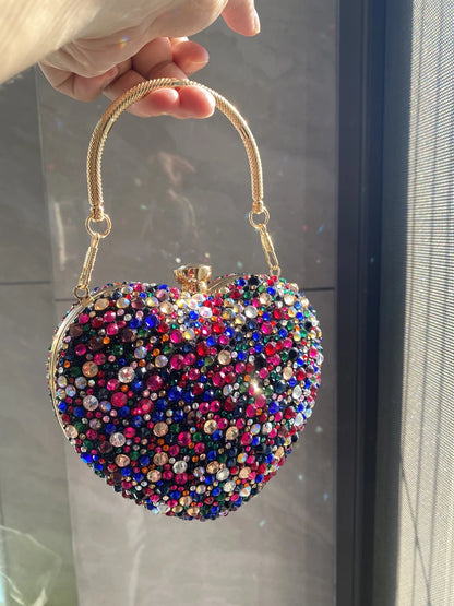 Heart Shape Crystal Mini hand Bag
