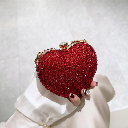 Heart Shape Crystal Mini hand Bag