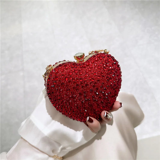 Heart Shape Crystal Mini hand Bag