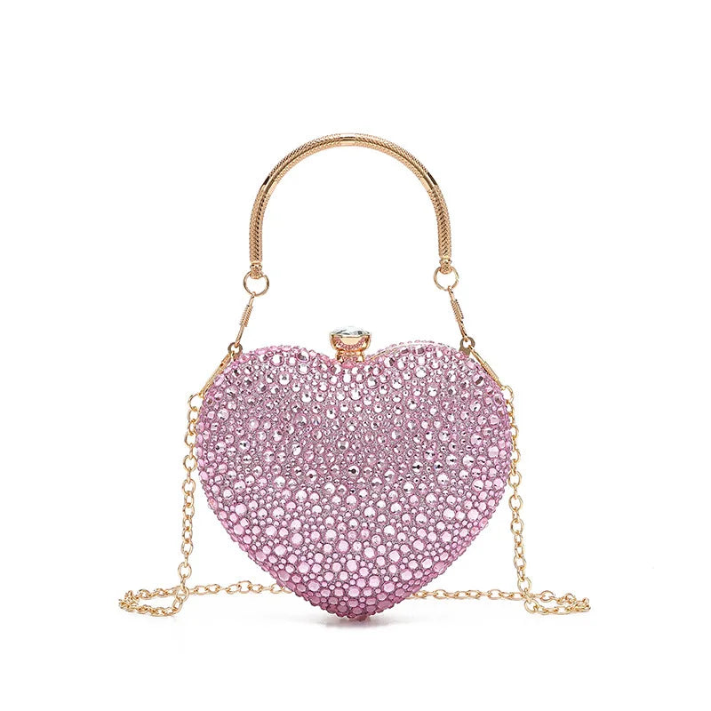 Heart Shape Crystal Mini hand Bag