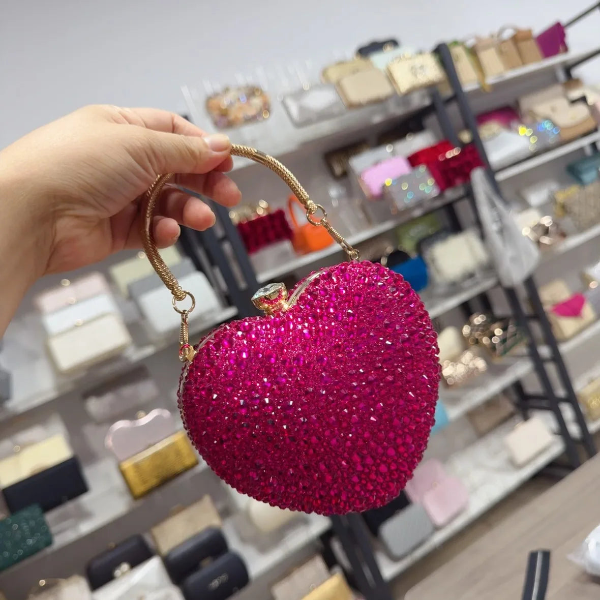 Heart Shape Crystal Mini hand Bag
