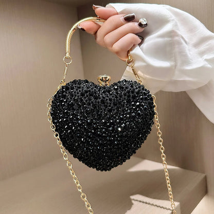 Heart Shape Crystal Mini hand Bag