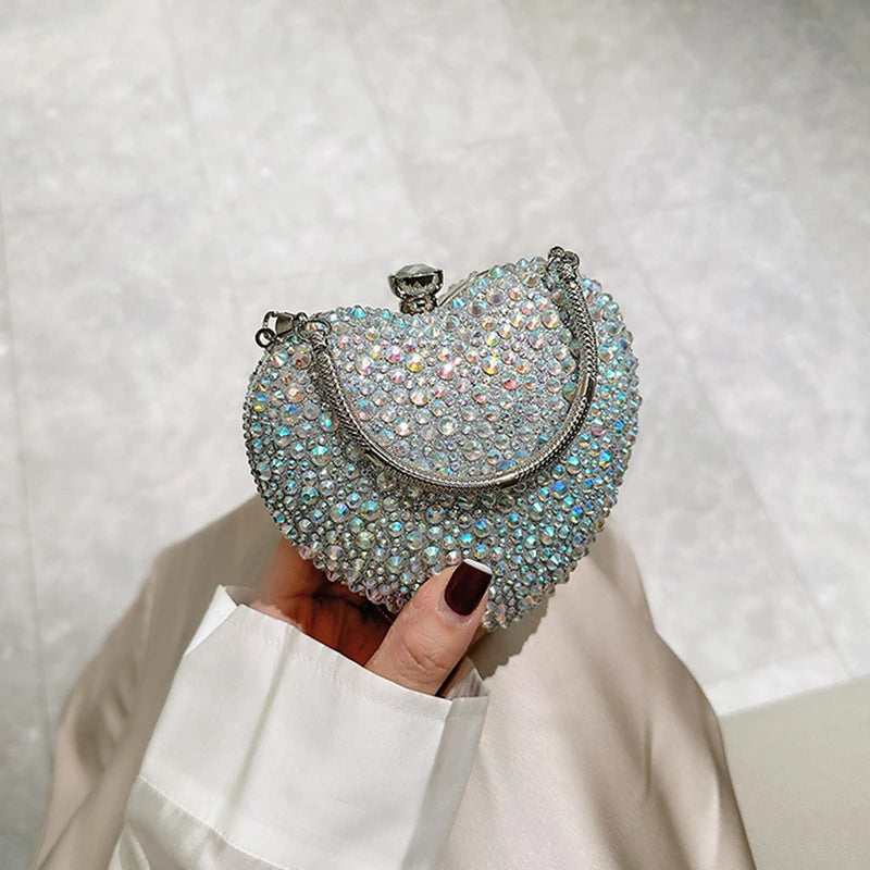 Heart Shape Crystal Mini hand Bag