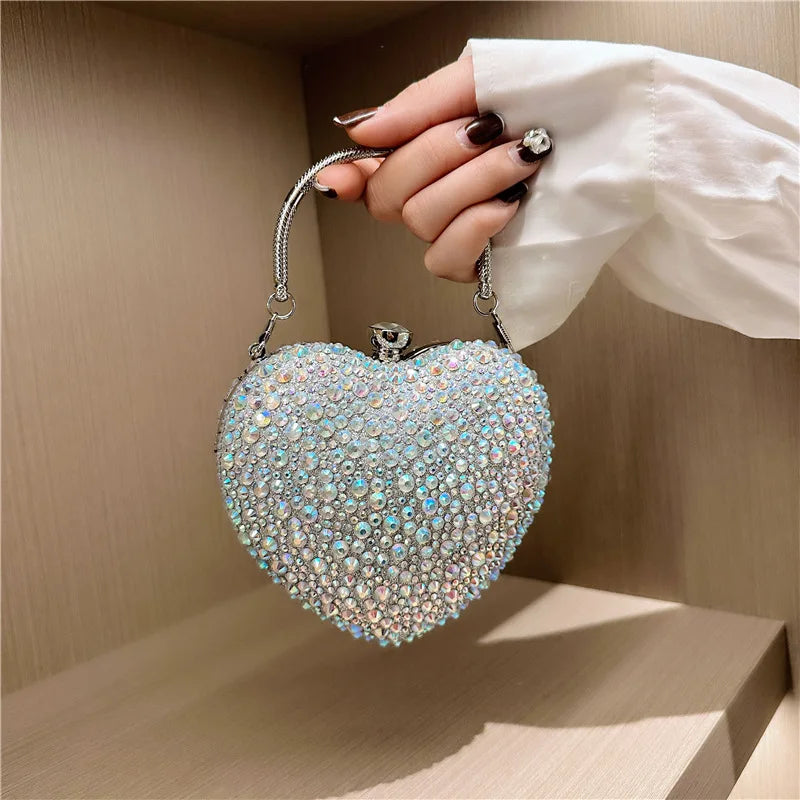 Heart Shape Crystal Mini hand Bag