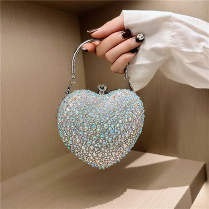 Heart Shape Crystal Mini hand Bag