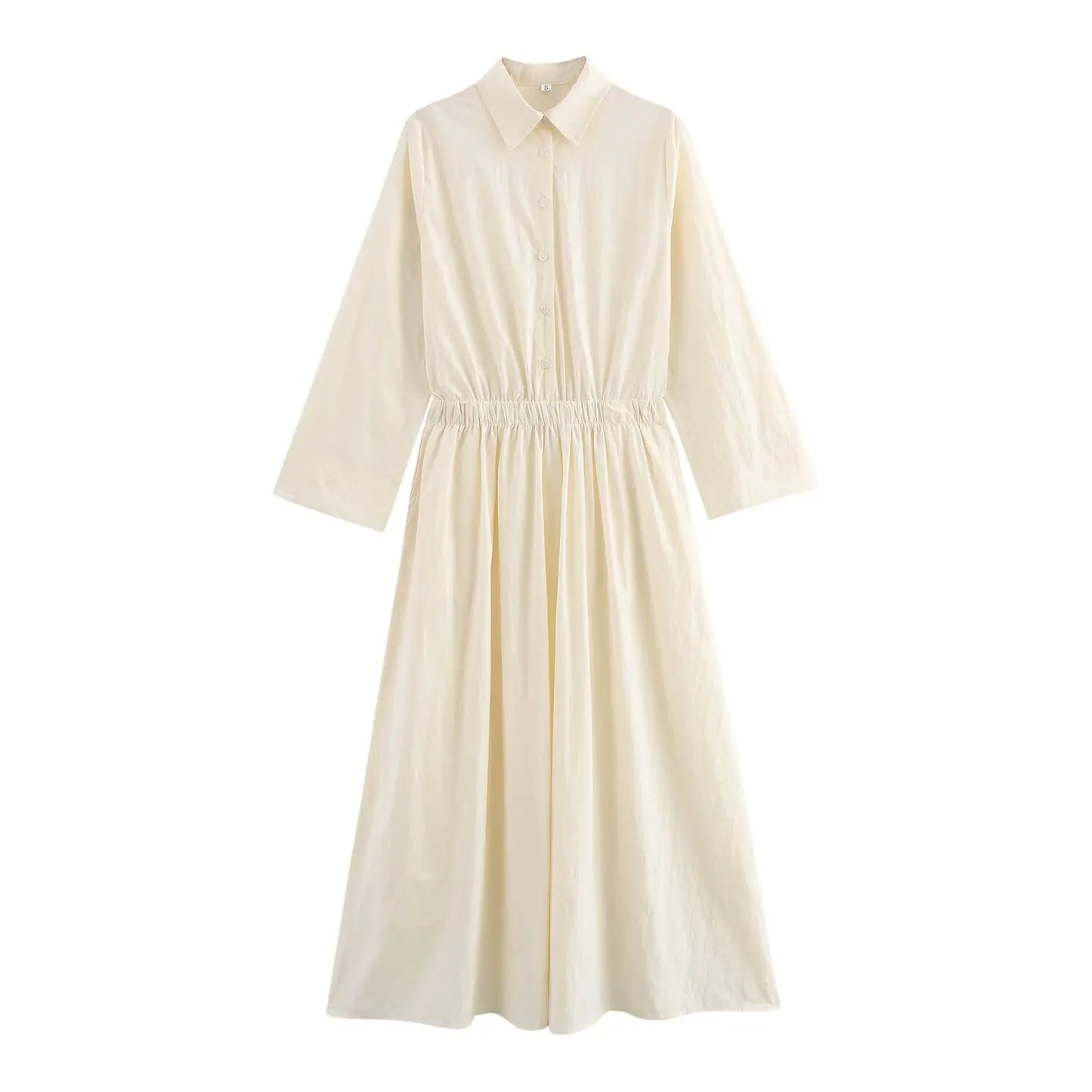2025 New Women's  Long Shirt Style Side Pocket Midi Dress