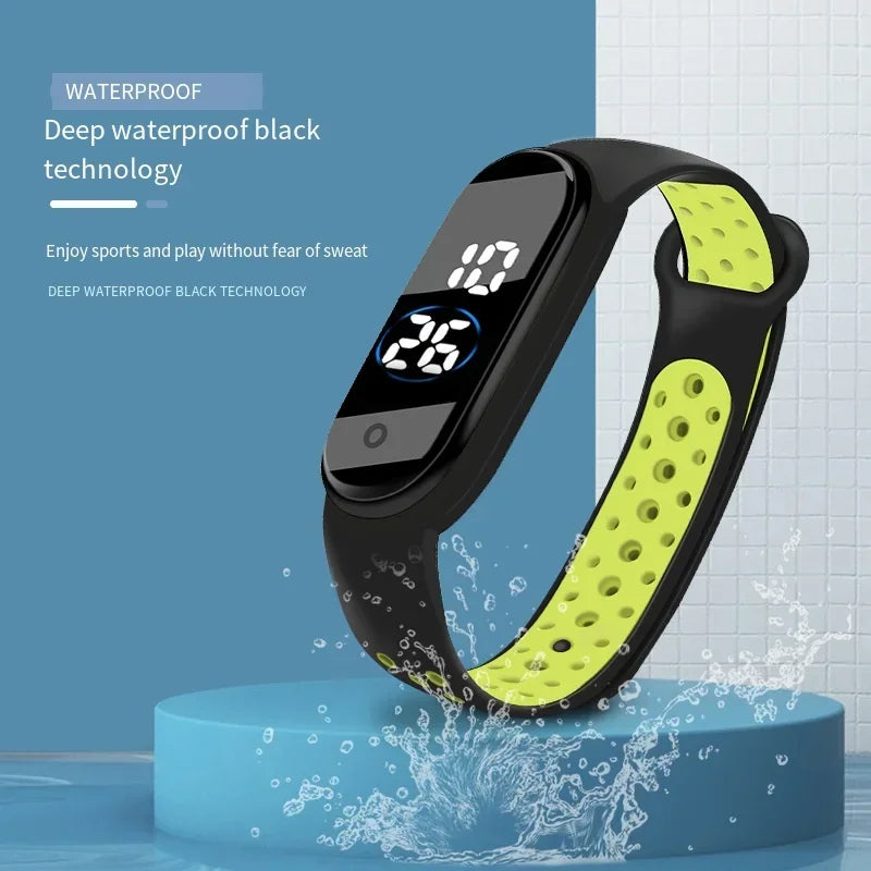 Fashion Unisex Sports Watch for Kids Children Waterproof Led Digital Watch Ultra-light Silicone Strap Teen Boys Girls WristWatch