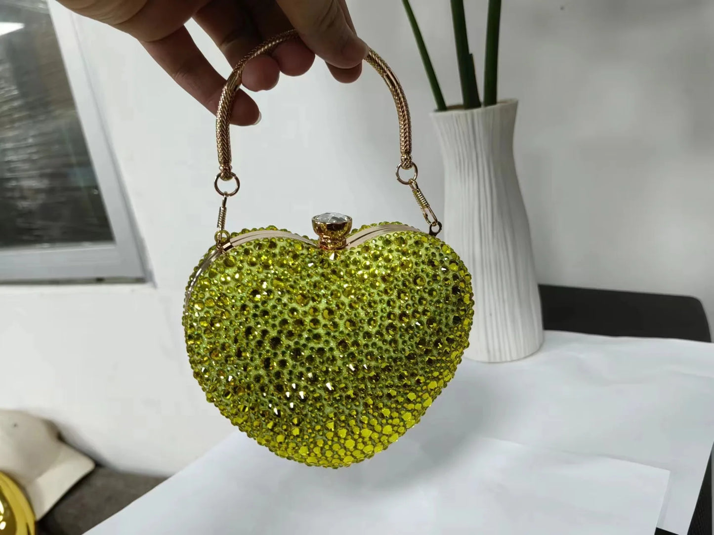 Heart Shape Crystal Mini hand Bag