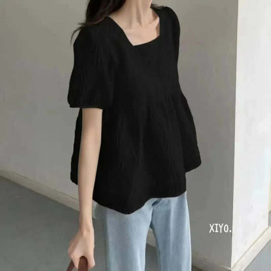 Korean Blouse Short Tops